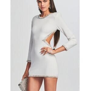 Retrofete Naomi Dress Coutout Open Back Sequin Trim White NWT XL